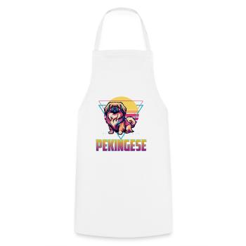 Pekingese - Peke Dog Mom Dad Lap Dog Lion Dog - Cooking Apron - white - Front - AI Model Male 185 dark (185cm)