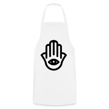 hand of Fatma Hamsa - Cooking Apron - white - Front - AI Model Male 185 dark (185cm)