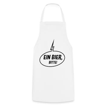 Ein Bier, Bitte! (Sprechblase / Bierchen / Up / B) - Kochschürze - Weiß - Vorne - AI Model Male 185 dark (185cm)