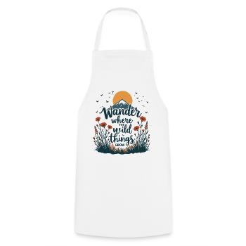 Hiking - Wander Where the Wild Things Grow - Cooking Apron - white - Front - AI Model Male 185 dark (185cm)