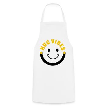 Minimalist Hug Vibes – Typography with Smile Curve - Cooking Apron - white - Front - AI Model Male 185 dark (185cm)