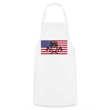 Indianerschädel und amerikanische Flagge - Kochschürze - Weiß - Vorne - AI Model Male 185 dark (185cm)