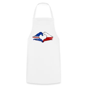 Drapeau du drapeau de la Pologne du Cap-Vert en forme de cœur utilisé - Tablier de cuisine - blanc - Devant - AI Model Male 185 dark (185cm)