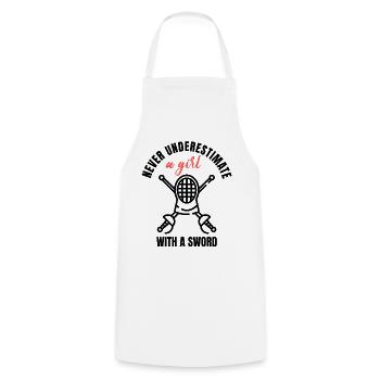 Fencing Girl Power - Cooking Apron - white - Front - AI Model Male 185 dark (185cm)