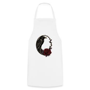 Gothic Raven Rose Thorn Crescent - Cooking Apron - white - Front - AI Model Male 185 dark (185cm)