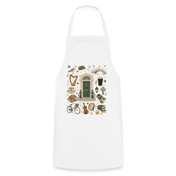 Dublin | Harpe, Côte et Trèfle - Tablier de cuisine - blanc - Devant - AI Model Male 185 dark (185cm)