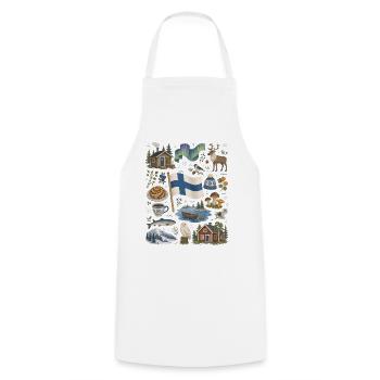 Finland | Lakes, sauna & northern lights - Cooking Apron - white - Front - AI Model Male 185 dark (185cm)