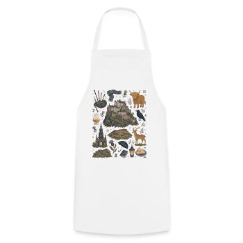 Edinburgh | Highlands, Whisky & Castles - Cooking Apron - white - Front - AI Model Male 185 dark (185cm)