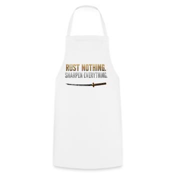 Rust Nothing Sharpe Everything Katana Gym Shirt - Kochschürze - Weiß - Vorne - AI Model Male 185 dark (185cm)