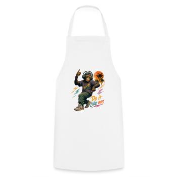 Cool Hip-Hop Monkey with Headphones – Do It Like Me - Cooking Apron - white - Front - AI Model Male 185 dark (185cm)
