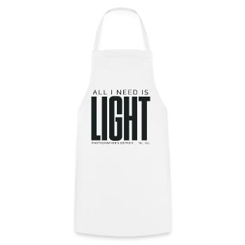 All I Need Is Light | Photographer's Edition - Cooking Apron - white - Front - AI Model Male 185 dark (185cm)