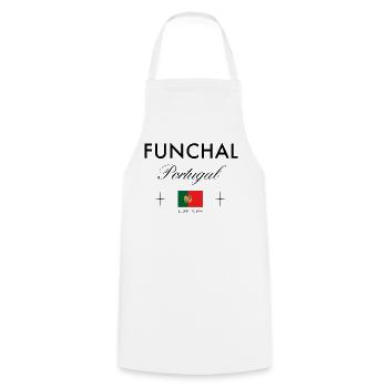 Funchal Portugal Koordinaten Reise Souvenir - Kochschürze - Weiß - Vorne - AI Model Male 185 dark (185cm)