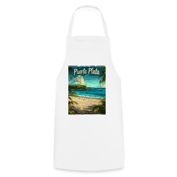 Exotischer Strand Puerto Plata Karibik Landschaft - Kochschürze - Weiß - Vorne - AI Model Male 185 dark (185cm)