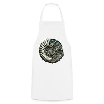 Ammonite Fossil Prehistoric Reef Cutaway - Cooking Apron - white - Front - AI Model Male 185 dark (185cm)