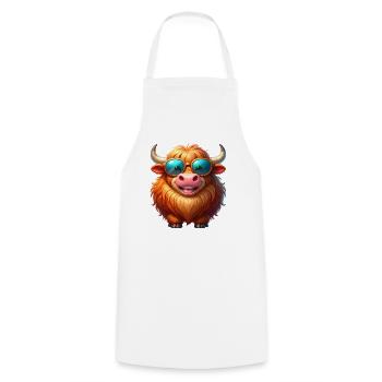 Cool Highland Cattle with Sunglasses – Comic - Cooking Apron - white - Front - AI Model Male 185 dark (185cm)
