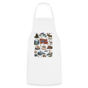 Norway | Fjords, Northern Lights & Vikings - Cooking Apron - white - Front - AI Model Male 185 dark (185cm)