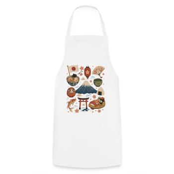 Japan | Fuji, Sakura & Indulgence - Cooking Apron - white - Front - AI Model Male 185 dark (185cm)
