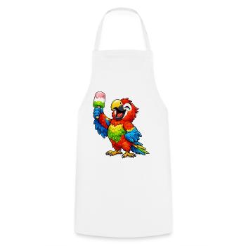 Papagei mit einem Eis - Cooking Apron - white - Front - AI Model Male 185 dark (185cm)