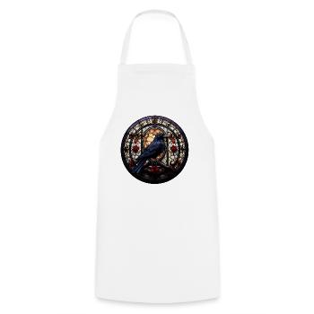 Munin le Corbeau | Motif du vitrail nordique - Tablier de cuisine - blanc - Devant - AI Model Male 185 dark (185cm)