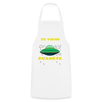 Tu viens de quelle planète ? (Alien) - Tablier de cuisine - blanc - Devant - AI Model Male 185 dark (185cm)
