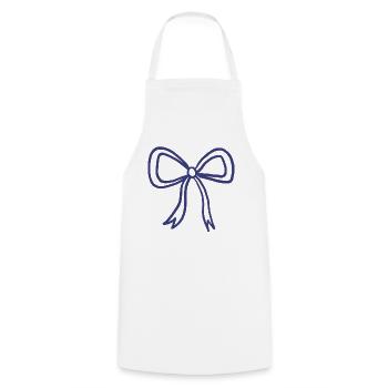 Minimal Ribbon Bow Line Art - Cooking Apron - white - Front - AI Model Male 185 dark (185cm)