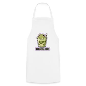 So Matcha Vibes Cute Frog Kawaii Drink  - Cooking Apron - white - Front - AI Model Male 185 dark (185cm)