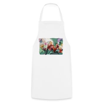 Abstract Orchids | Zen Floral Illustration - Cooking Apron - white - Front - AI Model Male 185 dark (185cm)