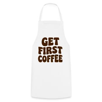 Get First Coffee Lettering - Cooking Apron - white - Front - AI Model Male 185 dark (185cm)