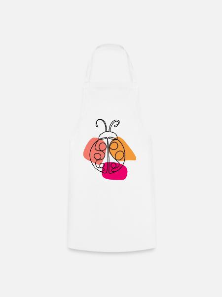 Hand Drawn One Line Ladybug - Cooking Apron - white