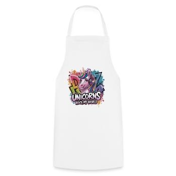 Unicorns Rock My World Unicorn With Headphones - Cooking Apron - white - Front - AI Model Male 185 dark (185cm)
