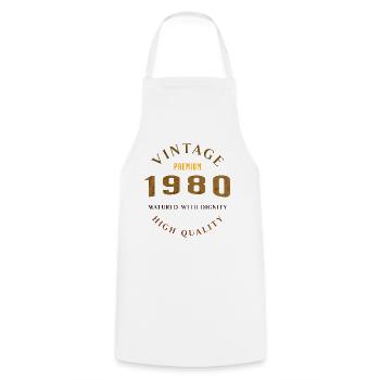 Matured With Dignity 1980 Retro Look Design - Cooking Apron - white - Front - AI Model Male 185 dark (185cm)