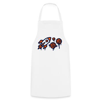 Rocket Launch Planet Graffiti - Cooking Apron - white - Front - AI Model Male 185 dark (185cm)