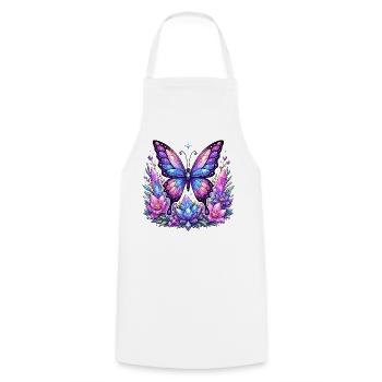 Crystal Butterfly Blossoms - Cooking Apron - white - Front - AI Model Male 185 dark (185cm)