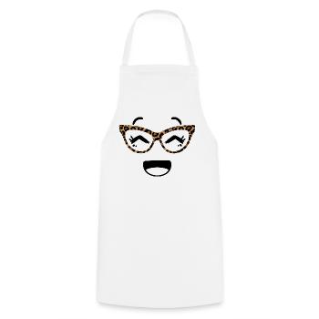 Cute Face In Kawaii Style With Leopard Goggles - Cooking Apron - white - Front - AI Model Male 185 dark (185cm)