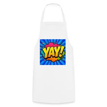 Lettrage comique énergique – Pop Art Design - Tablier de cuisine - blanc - Devant - AI Model Male 185 dark (185cm)
