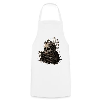 Skull on Books T-Shirt Dark Academia Goth - Cooking Apron - white - Front - AI Model Male 185 dark (185cm)