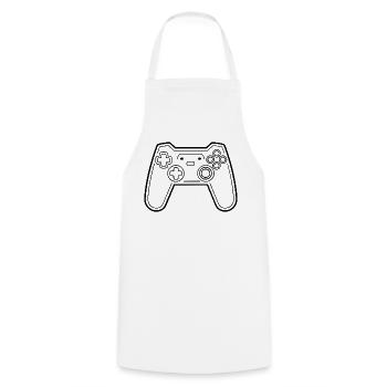Game Controller Line Art - Cooking Apron - white - Front - AI Model Male 185 dark (185cm)