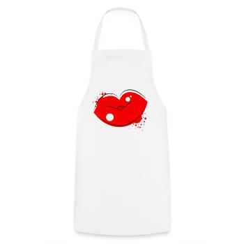 Red Kissing Lips Pop Art - Cooking Apron - white - Front - AI Model Male 185 dark (185cm)