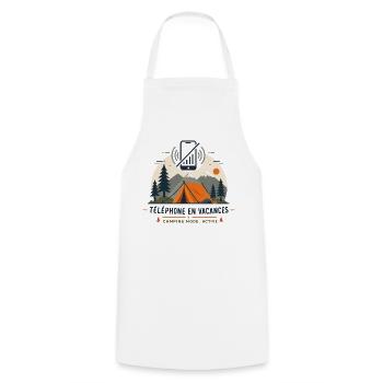 Camping Mode Active - Humour Vacances & Bivouac - Tablier de cuisine - blanc - Devant - AI Model Male 185 dark (185cm)