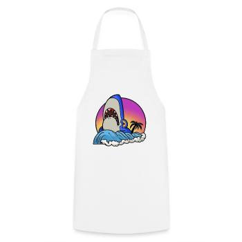 Shark surfer at sunset wave - Cooking Apron - white - Front - AI Model Male 185 dark (185cm)