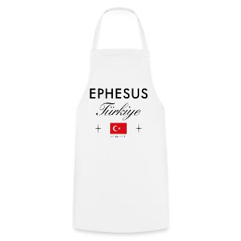 Ephesus Turkey Coordinates Travel Souvenir - Cooking Apron - white - Front - AI Model Male 185 dark (185cm)