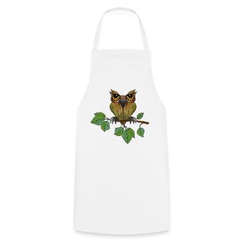 Owl bird - Cooking Apron - white - Front - AI Model Male 185 dark (185cm)