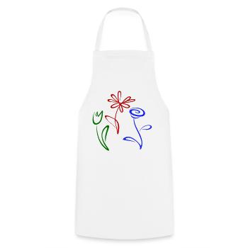 Three flowers - Cooking Apron - white - Front - AI Model Male 185 dark (185cm)