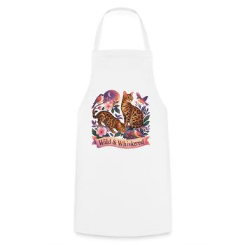 Chat Bengale de la Nature Magique - Tablier de cuisine - blanc - Devant - AI Model Male 185 dark (185cm)