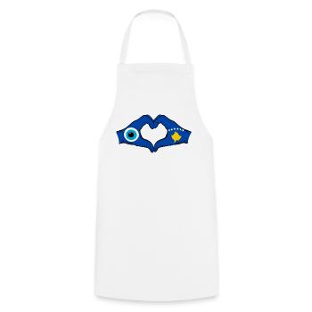 Kosovo Nazar flag hands heart shape used - Cooking Apron - white - Front - AI Model Male 185 dark (185cm)