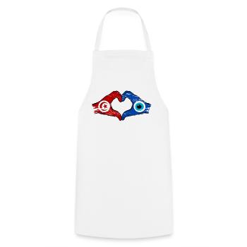 Drapeau du nazar de Tunisie Mains en forme de cœur utilisé - Tablier de cuisine - blanc - Devant - AI Model Male 185 dark (185cm)