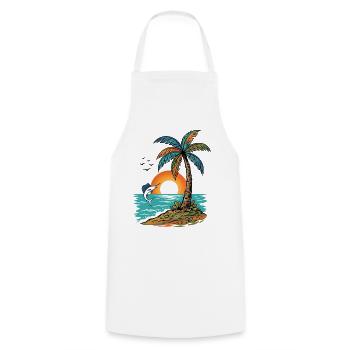 Sunset Island Palm Tree And Sea - Cooking Apron - white - Front - AI Model Male 185 dark (185cm)