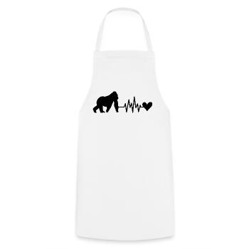Monkey Heartbeat Heart - Cooking Apron - white - Front - AI Model Male 185 dark (185cm)