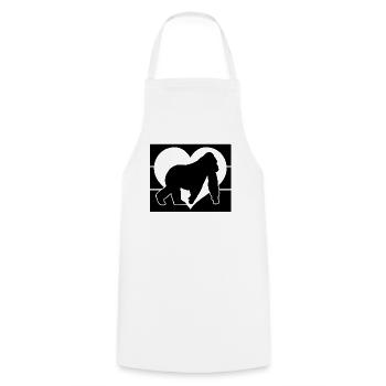 Silhouette du Cœur de Singe - Tablier de cuisine - blanc - Devant - AI Model Male 185 dark (185cm)