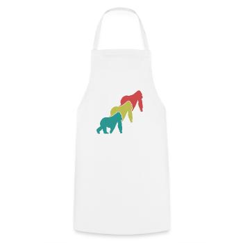 Three Monkeys Silhouettes Retro - Cooking Apron - white - Front - AI Model Male 185 dark (185cm)